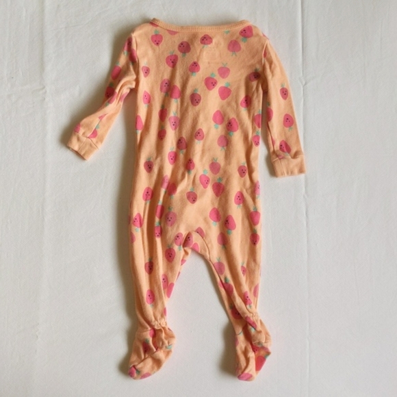 joe fresh strawberry cotton 2-way zipper footie sleeper pajamas 0-3 months baby - Picture 6 of 6